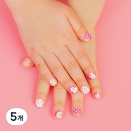 Bonbong Friends Nail Friends Bonbong Stick-on nail polish for kids ages 3 to 7, pink dots, 5 pieces / 봉봉프렌즈 네일프랜즈봉봉 3~7세 키즈용 붙이는 매니큐어, 핑크도트, 5개