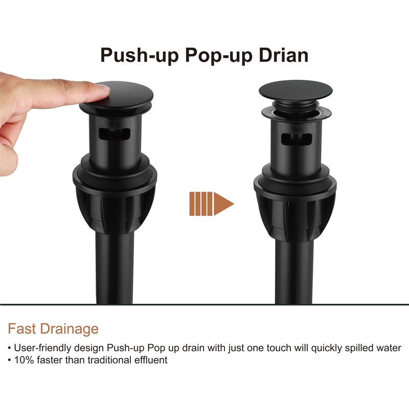 Derengge PD-4305-MT Bathroom Sink Drain with Overflow Vessel Sink Lavatory