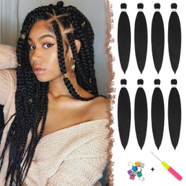 Feshfen Pre-Stretched Braiding Hair Extensions, Ombre Natural Black, Brown, Blonde, Professional Crochet Braiding Hair, 66cm, 8 Packs, Hot Water Setting, Yaki Synthetic Hair EZ