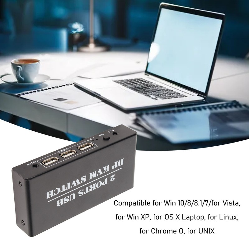 DisplayPort KVM Switch 2 Ports 4K 60Hz Dual Mode Aluminum