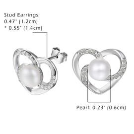 OIDEA Women's Earrings 925 Sterling Silver Stud Earrings with Zirconia Heart Pearl Butterfly Elegant Jewellery Gift for Women Girls Real Silver Earrings Ear Stud, Sterling Silver, Cubic Zirconia