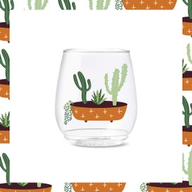 TOSSWARE POP 14oz Vino Plant Mom Series, SET OF 6, Premium Quality, Recyclable, Unbreakable & Crystal Clear Plastic Wine Glasses