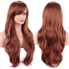 AneShe Wigs 28 Inch 70cm Long Curly Wavy Hair Wig Heat Resistant Cosplay Wig with Wig Cap (Light Brown)