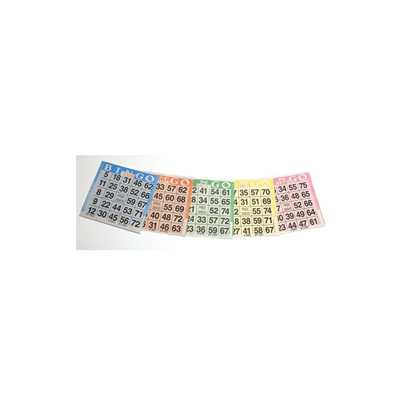 1000 Bingo Paper Cards (200 Books 5 Colors Ea!) by