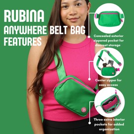 Rubina Anywhere Belt Bag | Crossbody Bag for Women | Unisex Hip Waist Pack for Hiking, Workout, Running, Traveling, Festivals | Chest Bag | Adjustable Strap | Palm Beach