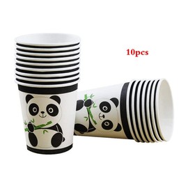 45 Pcs Panda Disposable Tableware Set, Black White Panda Party Supplies, Include Plates Cups and Paper Straws for Kids Baby Shower Birthday Decorations