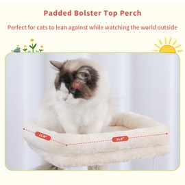 Hey-brother Cat Tree Tower, Scratching Posts with Cozy Condo, Padded Bed, Hammock, Plush Perch, Sisal Post and Ball for Indoor Kittens, 44.9 Inches, Beige MPJ009SM