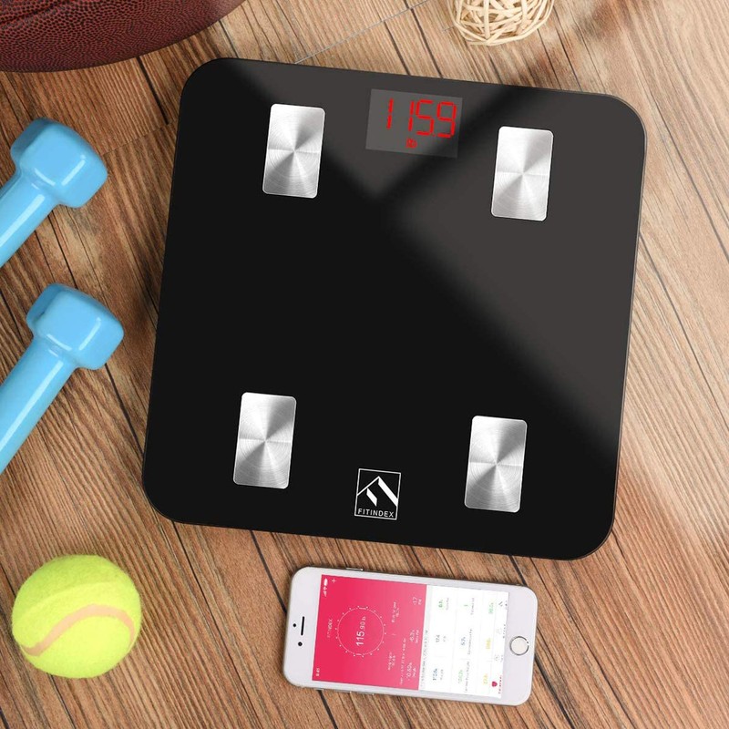 FITINDEX Scale with BMI, Body Fat, Muscle Mass, Smart Scale
