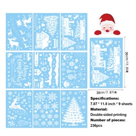 236 Pcs Christmas Window Clings - Static Snowflakes Window Clings Decals Stickers - Christmas Window Decorations - Indoor Merry Christmas Winter Wonderland Decorations - Ornaments Party Supplies