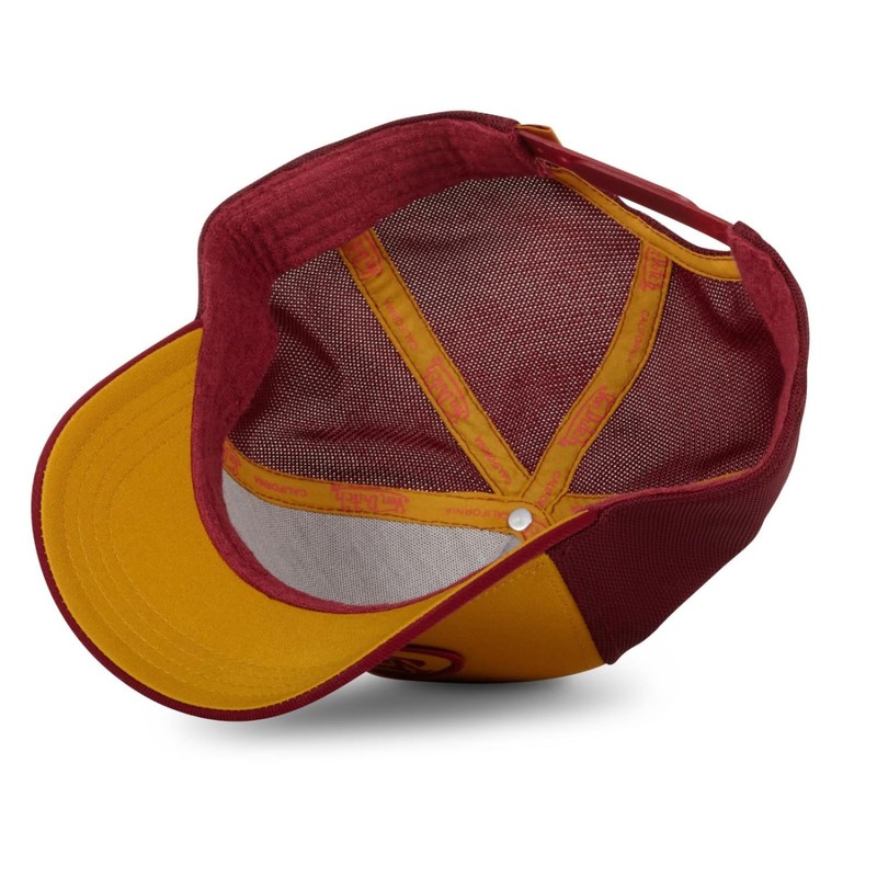 Von Dutch Mens Womens Trucker Cap Adjustable Snapback Cap, Orange/Bordeaux