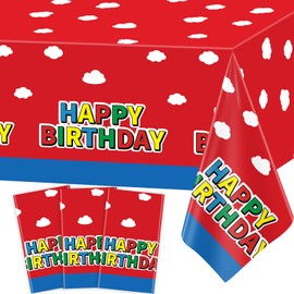 3 Pack Video Games Tablecloth Super Cute Cool Brother Tablecloth Brothers Adventure Party Tablecloths Plastic Disposable Cartoon Theme Party Decoration for Kids Birthday Party Supplies 51 X 86 IN