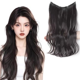 Yokosen Hair Extension, One-touch Extension, Black, Long, Wrap, Neckline Wig, Extension, 19.7 inches (50 cm), Half Wig, One Touch, Partial Wig, Point Wig, Hair Extension, Stylish, Adult, Daily Dating,