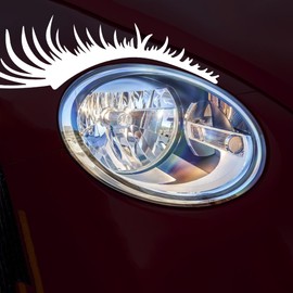 Vesvory 2 Pairs Car Headlight Eyelashes Stickers for Cars Car Body Decals and Graphics Window Decal for Car Truck Bumper Laptop Fake Eyelash Decal Decoration (Reflective White)