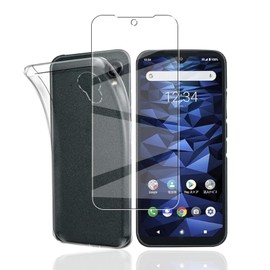 Compatible KYOCERA DIGNO BX2 A101KC Case + Glass Film KYOCERA DIGNO BX2 A101KC Cover Flexible TPU Full Transparent Lightweight Shock Absorption Scratch Prevention Portable Convenient Anti-slip Heat