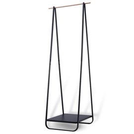 JEFEE Compact Clothes Rack Simple Garment Rack with Shelf 1-Tier Coat Clothing Organizer Storage for Hats Bags Shoe for Entryway Bedroom Dorm Pool, L21.3xW18.3X H55.1 inch, Black