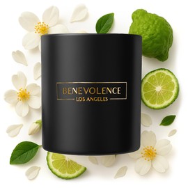 Benevolence LA Bergamot & Jasmine Scented Candle | Soy Candles, Black Candle for Home | Gifts for Women and Men | Home Fragrance | Aromatherapy | 8oz, 45 Hour Burn - Jasmine