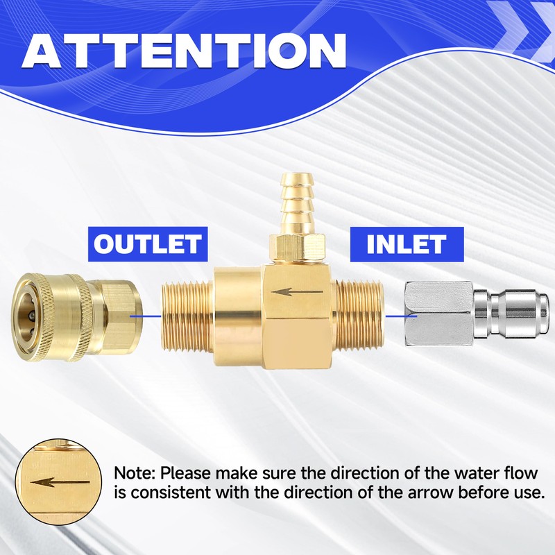 JOEJET Downstream Injector for Pressure Washer, Fixed Chemical Injector Kit