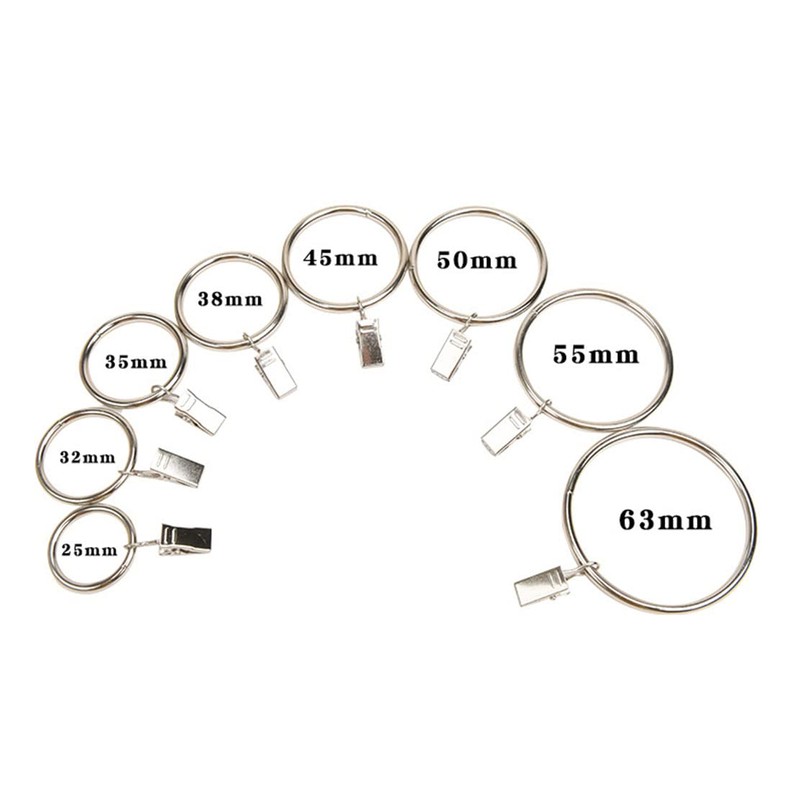 Anawakia 10 Curtain Rings with Metal Clips for Curtains, Clips,