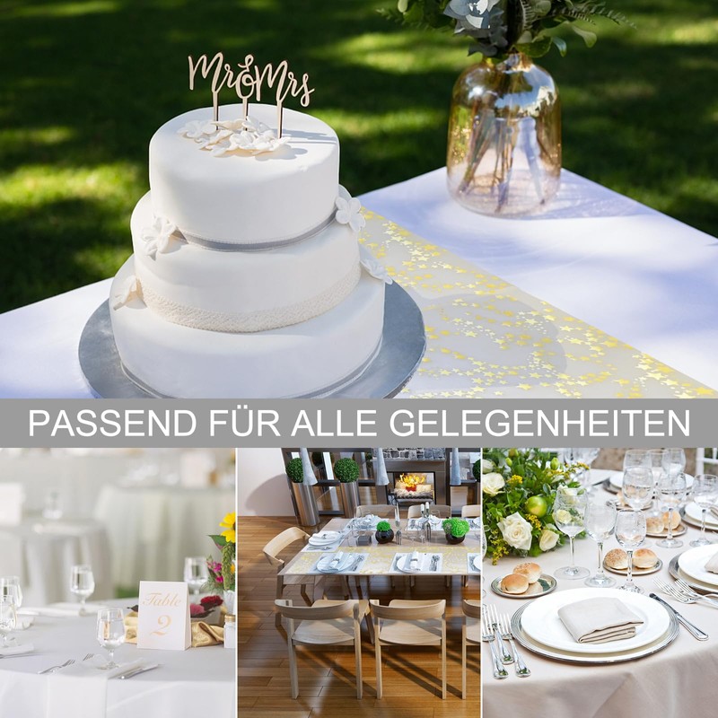 Herboom Organza table runner stars, 28 cm x 7 m,