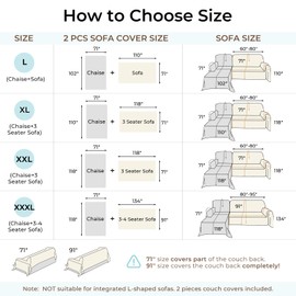 CAPALOCA Sectional Couch Covers, 2 Pieces Chenille Sofa Cover L Shaped Couch Cover Blanket for Dogs Washable Sofa Slipcovers Pet Furniture Protector (XX-Large: 71" x 118" + 71" x 118", Beige)