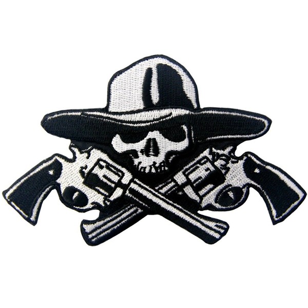 Skull with Guns Patch Embroidered Applique Iron On Sew On