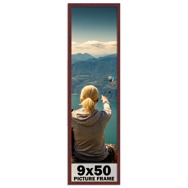 CountryArtHouse 9x50 Frame Brown Mahogany Picture Frame - Solid Wood