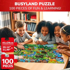 QUOKKA 100 Piece Puzzles for Kids Ages 6-8 – Intricately Illustrated Forest Animals Puzzle for Kids Ages 8-10 – Educational Busyland Game Packed with Visual Details for Boys and Girls