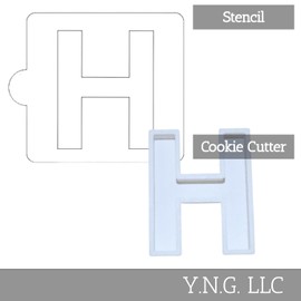 H LETTER ALPHABET STENCIL AND COOKIE CUTTER DECORATING SET MADE IN USA LSC107H