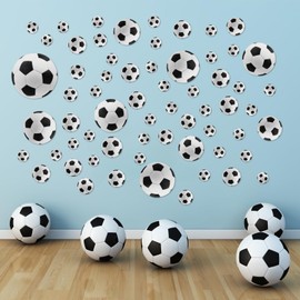 63 Pieces Football Stickers, Football Wall Stickers for Boys Room, Vinyl Football Wall Art Stickers for Boys Bedroom Playroom Living Room Window Door Decoration