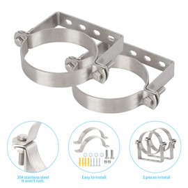 6 Inch Chimney Systems Bracket，304 Stainless Steel Rigid Split Ring Hanger,B Vent Wall Strap Pipe Bracket,Fireplace Pipe Bracket，Vent Wall Bracket,for Metal Pipes,Chimney Systems，(2 Pcs)