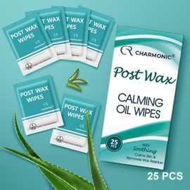 25 Pcs Post Wax Oil Wipes, Wax Remover for Skin Cleanser, After Waxing Care Reduces Redness, Removes Residue, Body & Facial Post Waxing Treatment, Post Wax Care Refill Pack for All Hair Removal