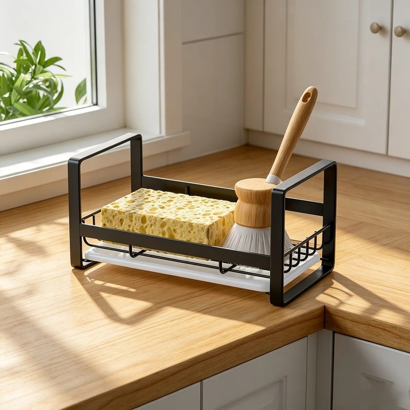 OrganiMax Kitchen Sink Sponge Holder Stainless – Rustproof Double-Layer Stainless