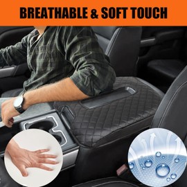 ANMOSVO Center Console Cover for Chevy Silverado & GMC Sierra 1500 2500 3500 2014-2018 & Tahoe Yukon Suburban 2015-2020, Scratch Resistance Armrest Cover Accessories, Bucket Console Only - Black