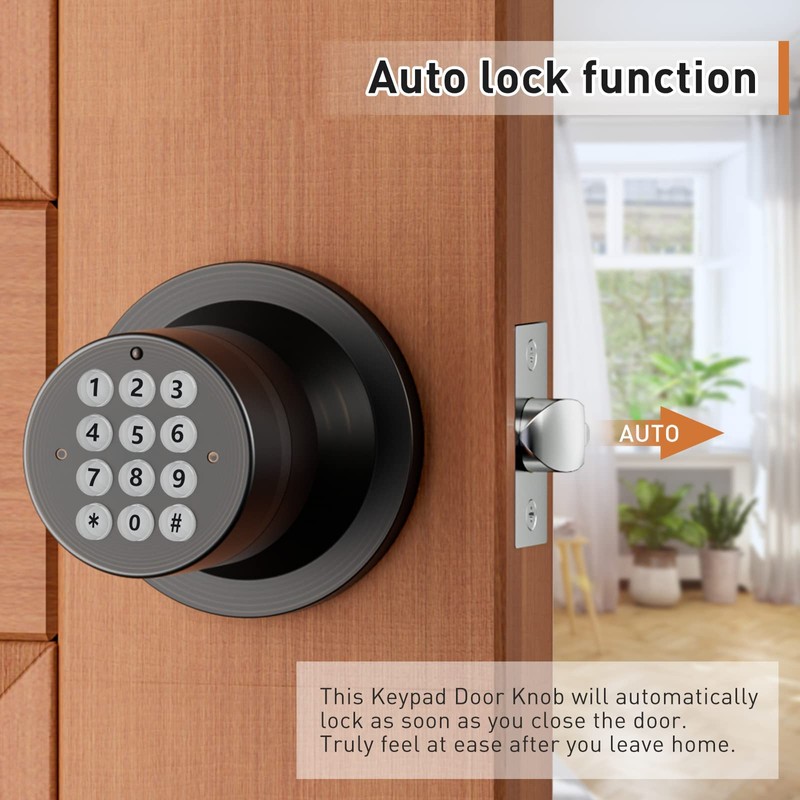 Signstek Keyless Entry Door Lock,Door Knob with Keypad，Smart Code Door