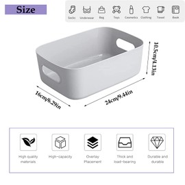 Storage Baskets, Set of 6, Storage Basket with Handle, Plastic, Storage Basket, Cosmetics, Storage Basket, Rectangular, Storage Box for Home, Office, Bathroom, Bedroom, Living Room, Kitchen