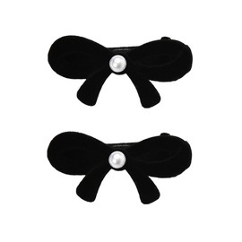 Small Velvet Bow Hair Clips Black Bowknot Pearl Alligator Hair Clips Barrettes Mini Cute Black Hair Bow Ribbon Clips Hair Pins Hair Pin Headpiece Bow Pearl Hair Accessories for Women Girls