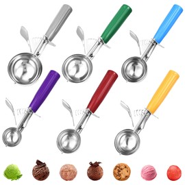 Yuanchu 6 Pcs Cookie Scoop, Stainless Steel Cookie Scoops Ice Cream Icecream Scoops Dough Scoop Scooper 1.57" to 2.76" Portion Scooper for Dough Baking Cupcake Food Falafel Batter Meatball (0.8-3.7oz)