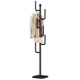 Yoobure Coat Rack Freestanding with Natural Marble Base, Cactus Coat Tree with 6 L-shaped Hooks, Heavy Duty Coat Hanger Stand, Metal Coat Rack Stand for Entryway, Hall Tree for Jacket/Hat/Clothes/Bag