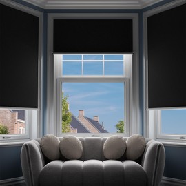 G-WACK - Cortinas opacas portátiles sin taladro para ventanas de interiores con broches magnéticos, persianas enrollables 100% opacas y persianas, cubierta de ventana negra con aislamiento térmico