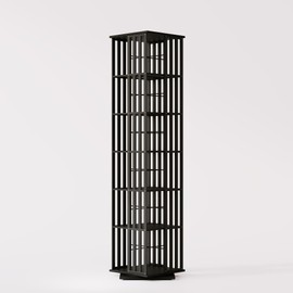 YOWOS Rotating Bookshelf Tower, 360 Display Spinning Bookcase, Bamboo Bookshelf Floor Standing Storage Rack, Wood Narrow Book Shelf Organizer for Kids&Adults (Black)