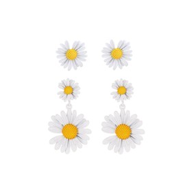 2Pairs Daisy Earrings Flower Earrings for Women Y2k Acrylic Yellow White Double Flower Earrings,Vintage Daisy Flower Dangle Earrings Wild Lily Petals Hawaii Floral Earrings 60s 70s Earrings Summer