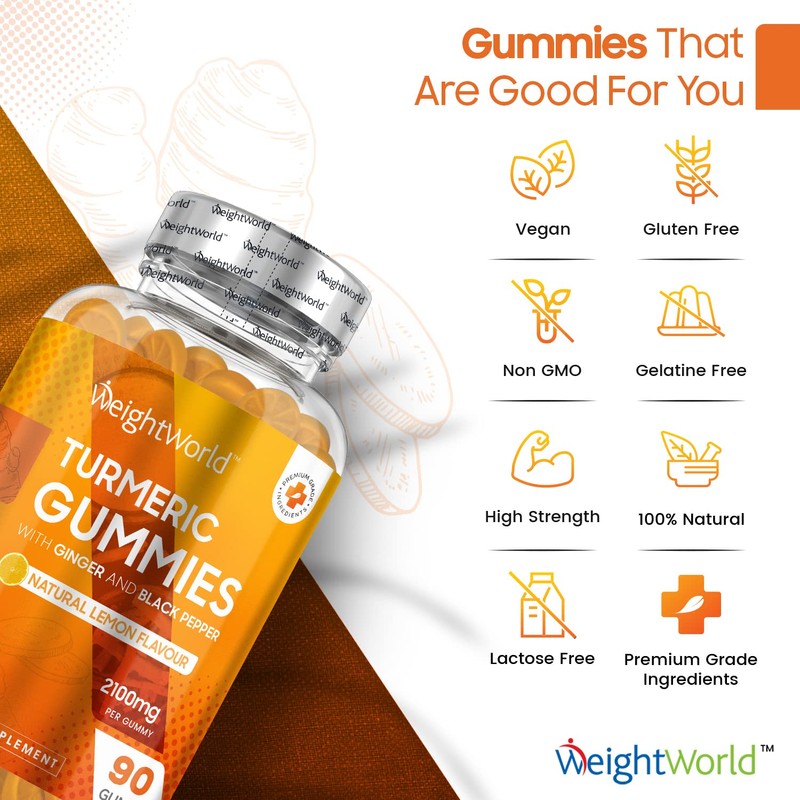 Turmeric and Black Pepper Gummies with Ginger 2100mg - 90