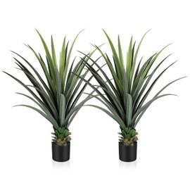 4ft Artificial Spiked Agave Plant with 30 Leaves Set of 2 Faux Agave Plants for Indoor and Outdoor Decor Perfect for Porch Living Room Bedroom Patio and Office