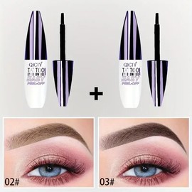 Easy Peel-Off Eyebrow Gel - Waterproof & Sweatproof, Long-Lasting Black or Brown Tattoo Tint, Film Forming, Medium Coverage for All Skin Types:_02#+03#