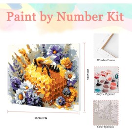 Auremi Paint by Numbers Kit DIY Canvas Painting Set for Adults Kids Home Decor Gift DIY