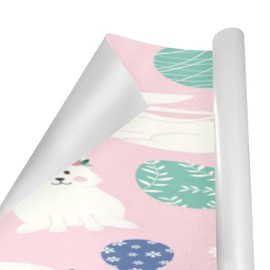 OTVEE Gift Wrapping Paper, Birthday Wrapping Paper Roll with Cute Bunnies Pink Design, 58 * 22.8 inch(9.18 sq.ft.), Wrapping Paper for Bridal, Baby Showers, Valentine's Day, Morther's Day