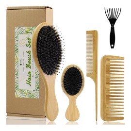 MRD Goldenfleece Juego De Cepillos De Cerdas De Jabalí Pelo Riza