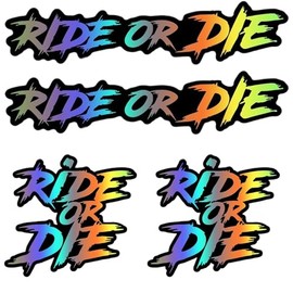 Set of 4 Ride Or Die Stickers Waterproof 'Ride Or Die' Funny Car Stickers Bicycle Sticker for Bicycle, Motorcycle, Car, Laptop (Laser)