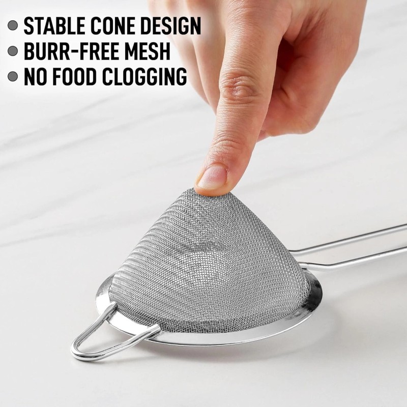 Zulay Kitchen Kitchen 304 Stainless Steel Fine Mesh Strainer For