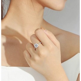 GMEDRIDAS Silver Rings for Women Adjustable Ladies Rings,White Square Cubic Zirconia Birthstone Thumb Ring Wedding Rings Engagement Rings Gift for Women